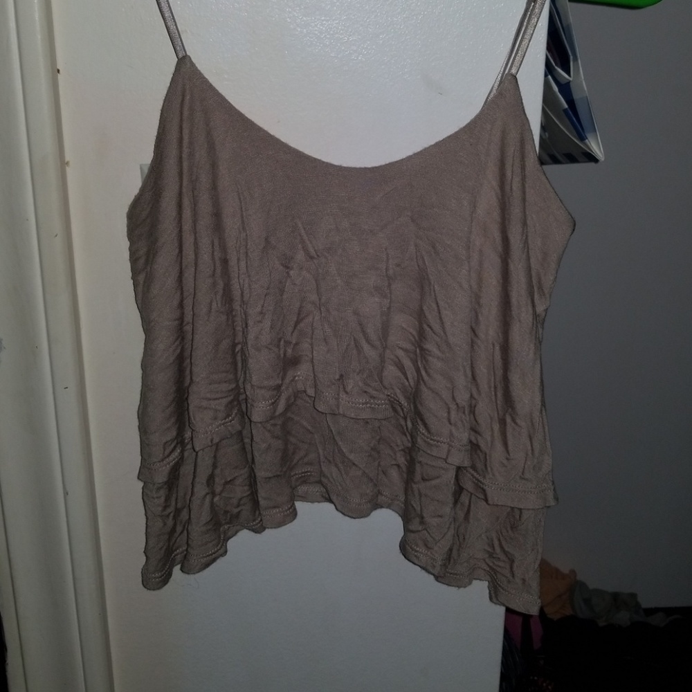 brown ruffled crop top